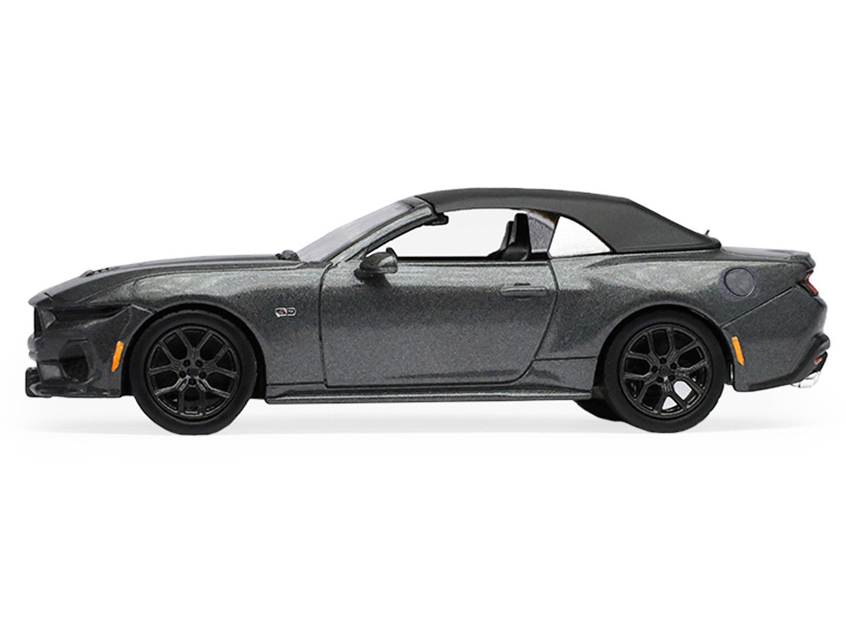 2024 Ford Mustang GT 5.0 Convertible Dark Matter Gray Metallic with Black Soft Top "Stampede" Series 2 1/64 Diecast Model Car by Greenlight Greenlight