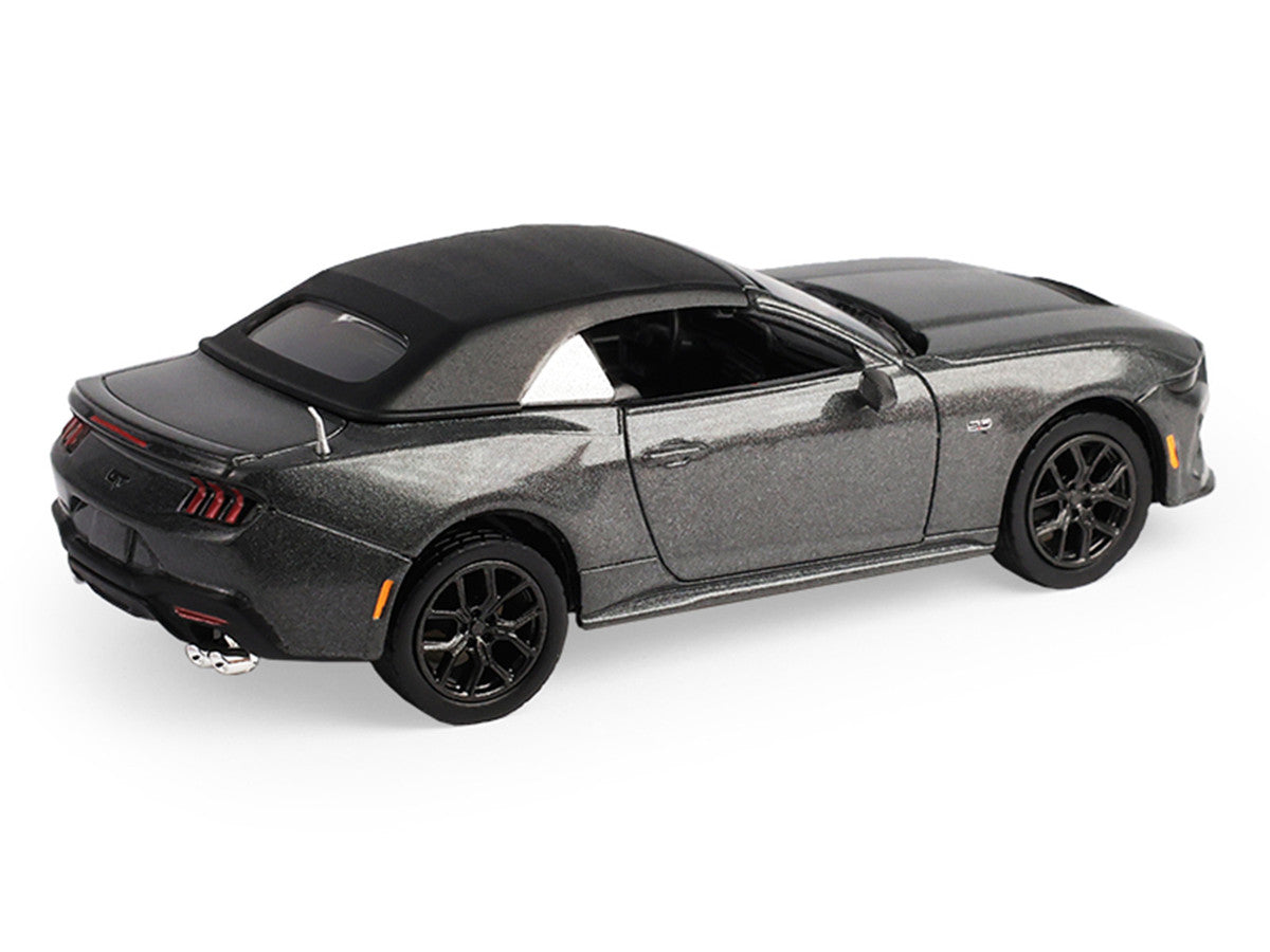 2024 Ford Mustang GT 5.0 Convertible Dark Matter Gray Metallic with Black Soft Top "Stampede" Series 2 1/64 Diecast Model Car by Greenlight Greenlight