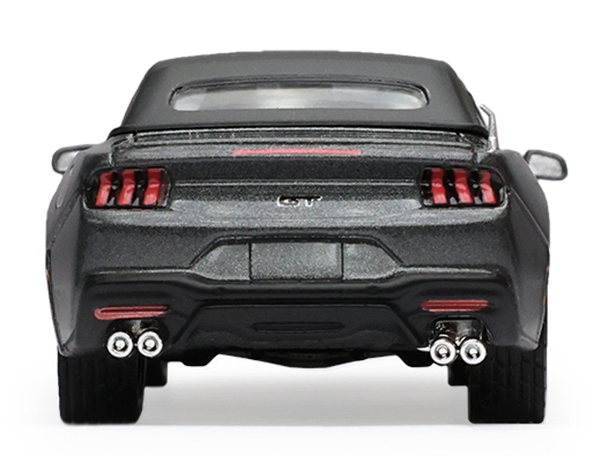 2024 Ford Mustang GT 5.0 Convertible Dark Matter Gray Metallic with Black Soft Top "Stampede" Series 2 1/64 Diecast Model Car by Greenlight Greenlight