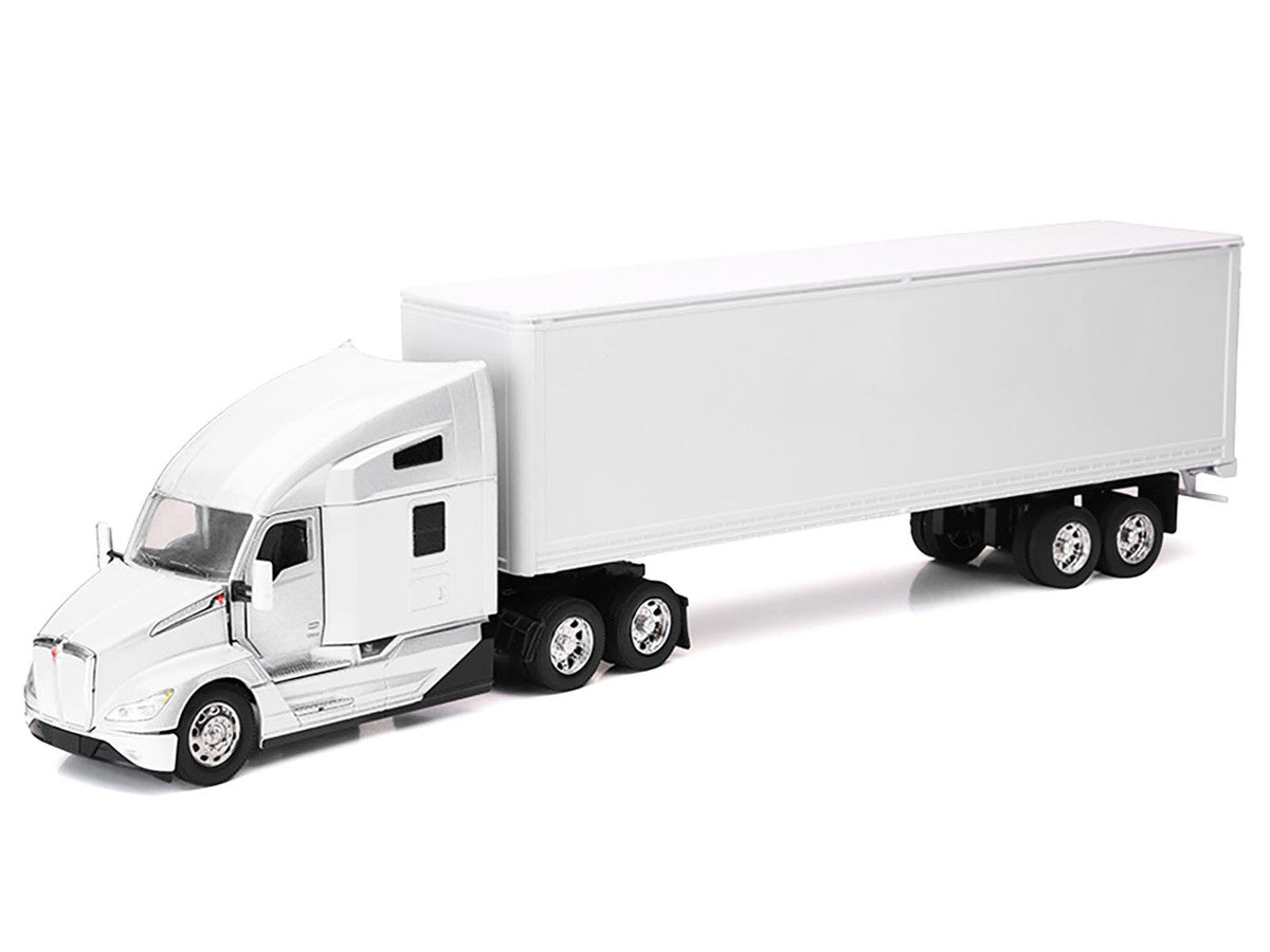 Kenworth T680 Truck White with Dry Van Trailer White "Long Haul Trucker" Series 1/32 Diecast Model by New Ray-1