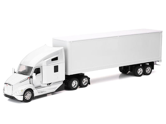 Kenworth T680 Truck White with Dry Van Trailer White "Long Haul Trucker" Series 1/32 Diecast Model by New Ray-1
