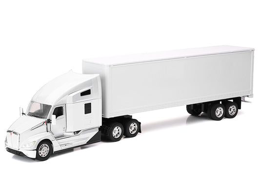 Kenworth T680 Truck White with Dry Van Trailer White "Long Haul Trucker" Series 1/32 Diecast Model by New Ray