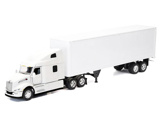Peterbilt 579 Truck White with Dry Goods Trailer White "Long Haul Truckers" Series 1/32 Diecast Model by New Ray New Ray