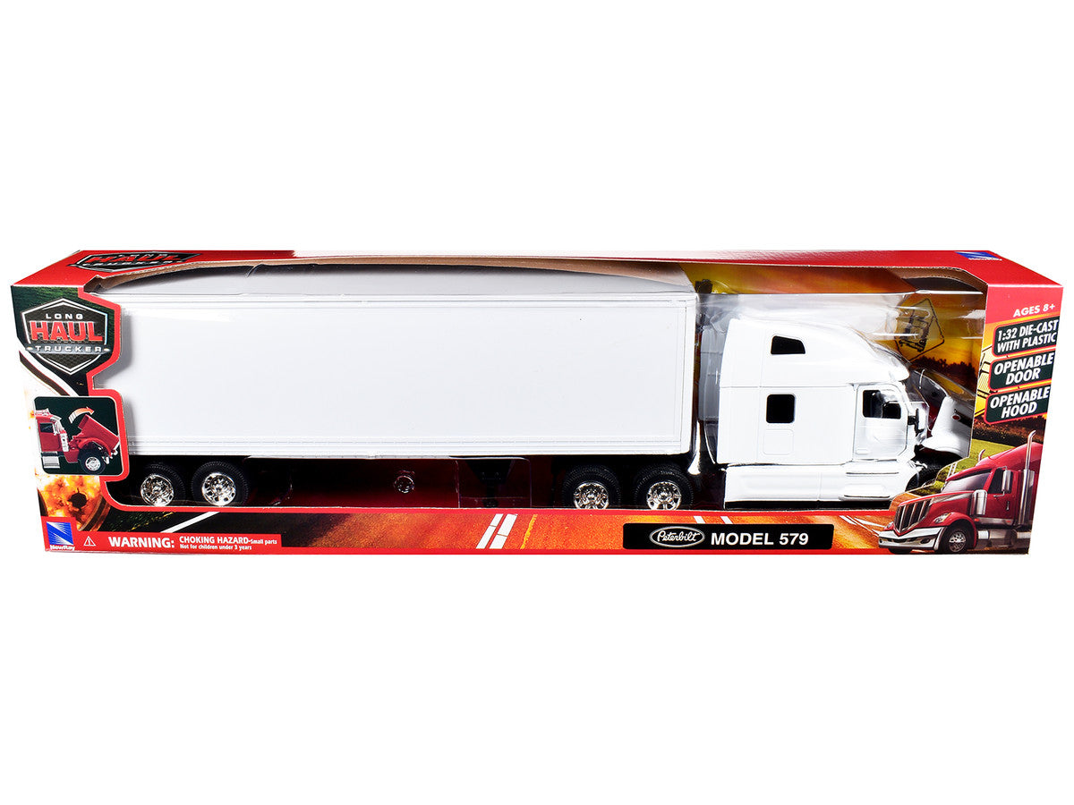 Peterbilt 579 Truck White with Dry Goods Trailer White "Long Haul Truckers" Series 1/32 Diecast Model by New Ray New Ray