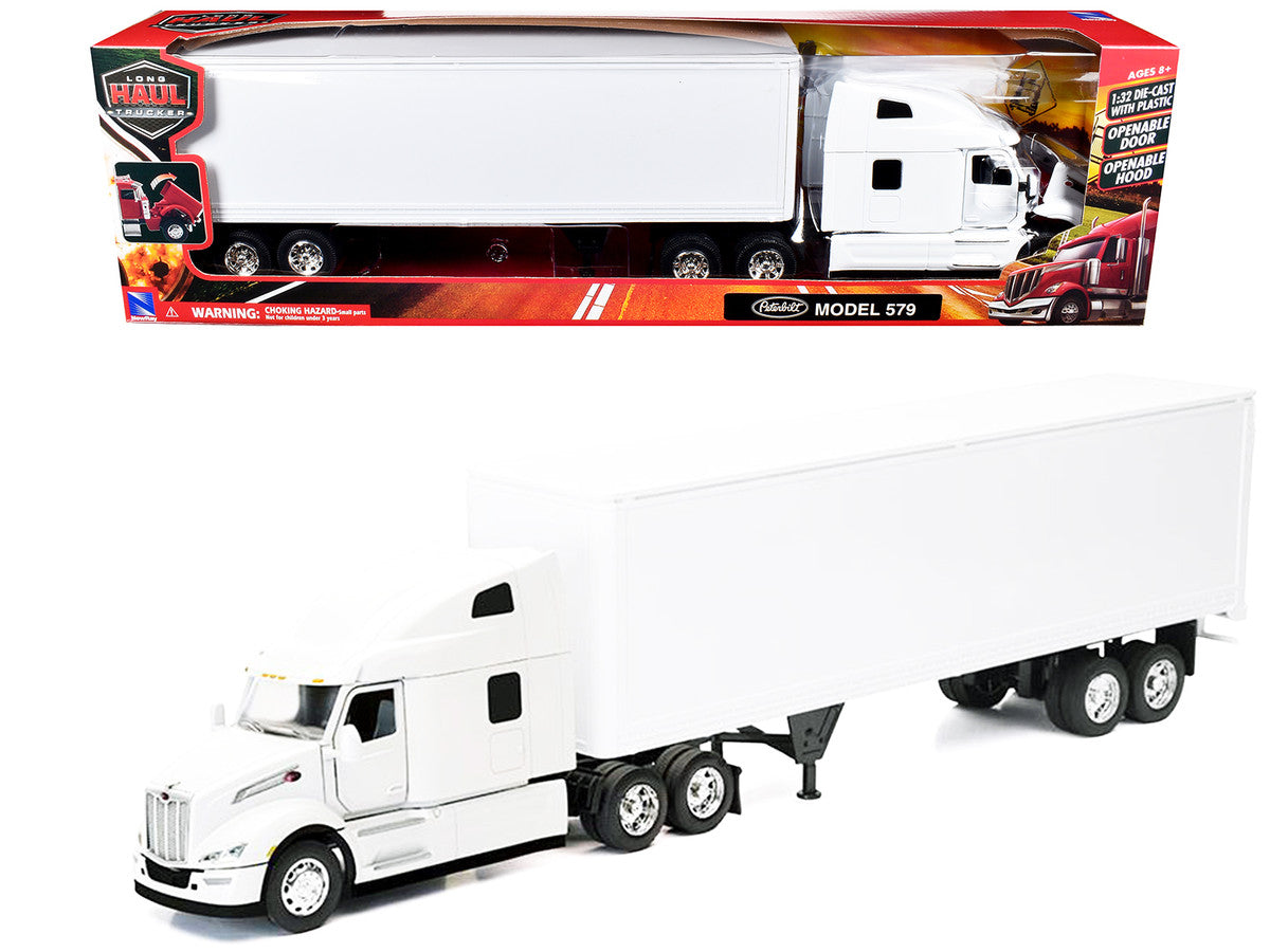 Peterbilt 579 Truck White with Dry Goods Trailer White "Long Haul Truckers" Series 1/32 Diecast Model by New Ray New Ray