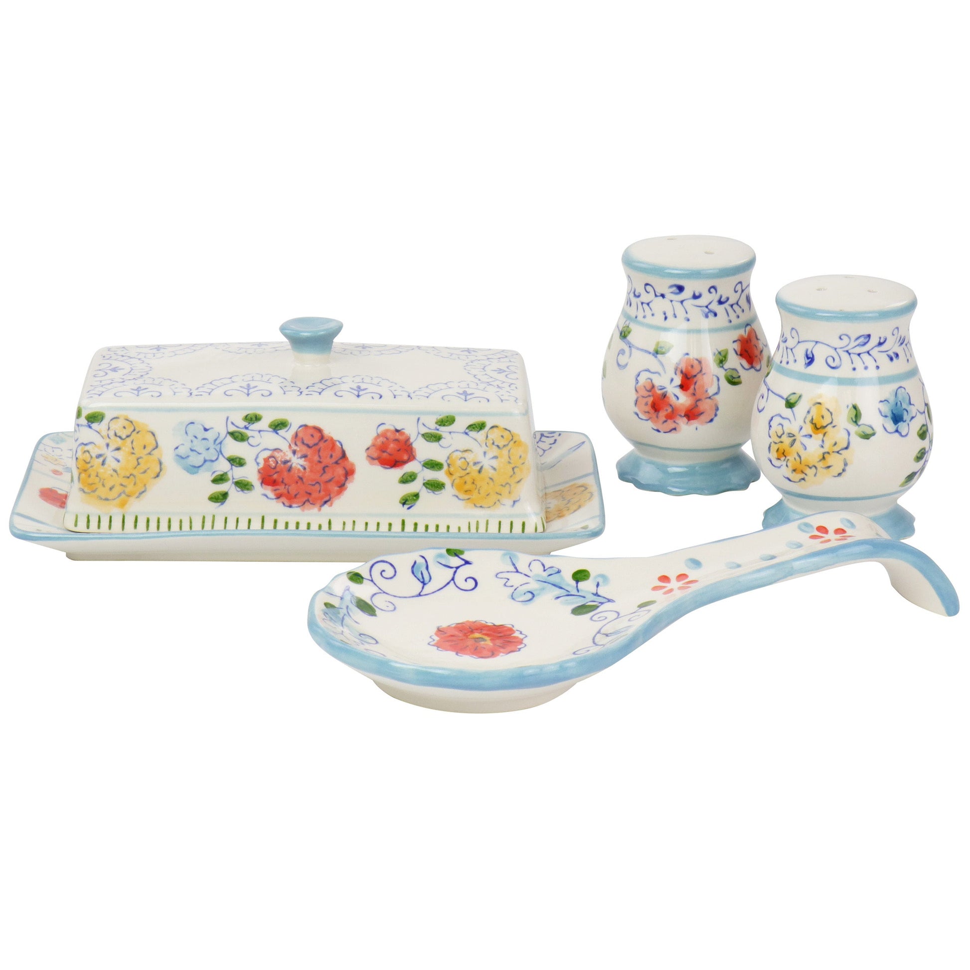 Gibson Elite Anaya 5 Piece Hand Painted Stoneware Table Accessory Set W2B