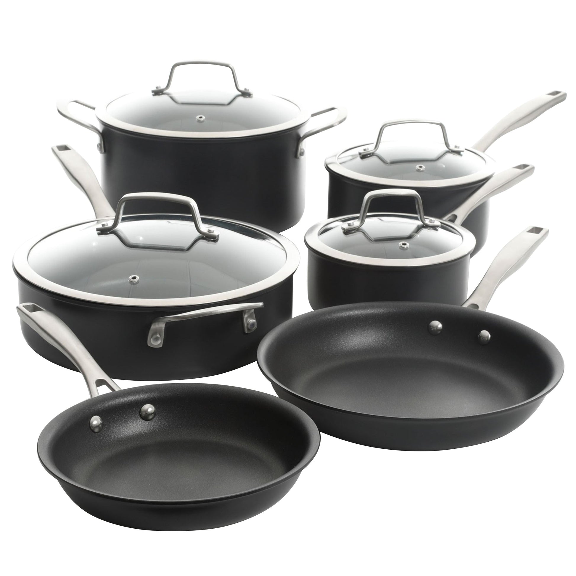Kenmore Pro Arbor Heights 10 Piece Nonstick Aluminum Cookware Set in Black W2B