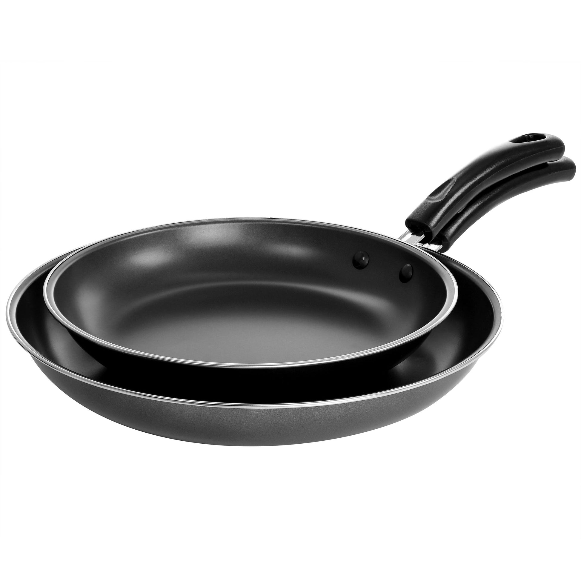 Gibson Everyday Highberry 2 Piece 12in and 10in Frying Pan Set in Metallic Grey W2B