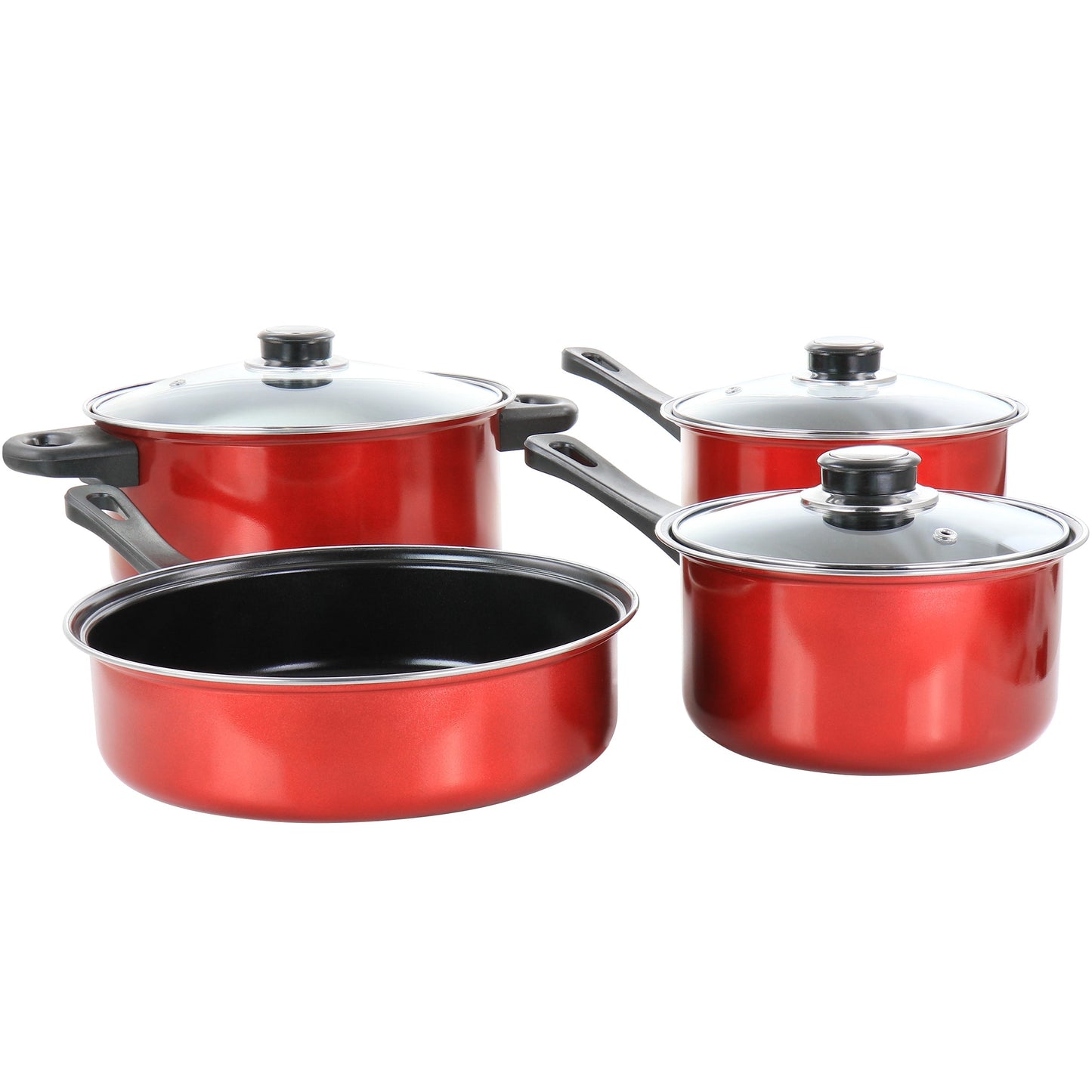 Gibson Everyday Cardinal 7 Piece Nonstick Steel Cookware Set in Red W2B