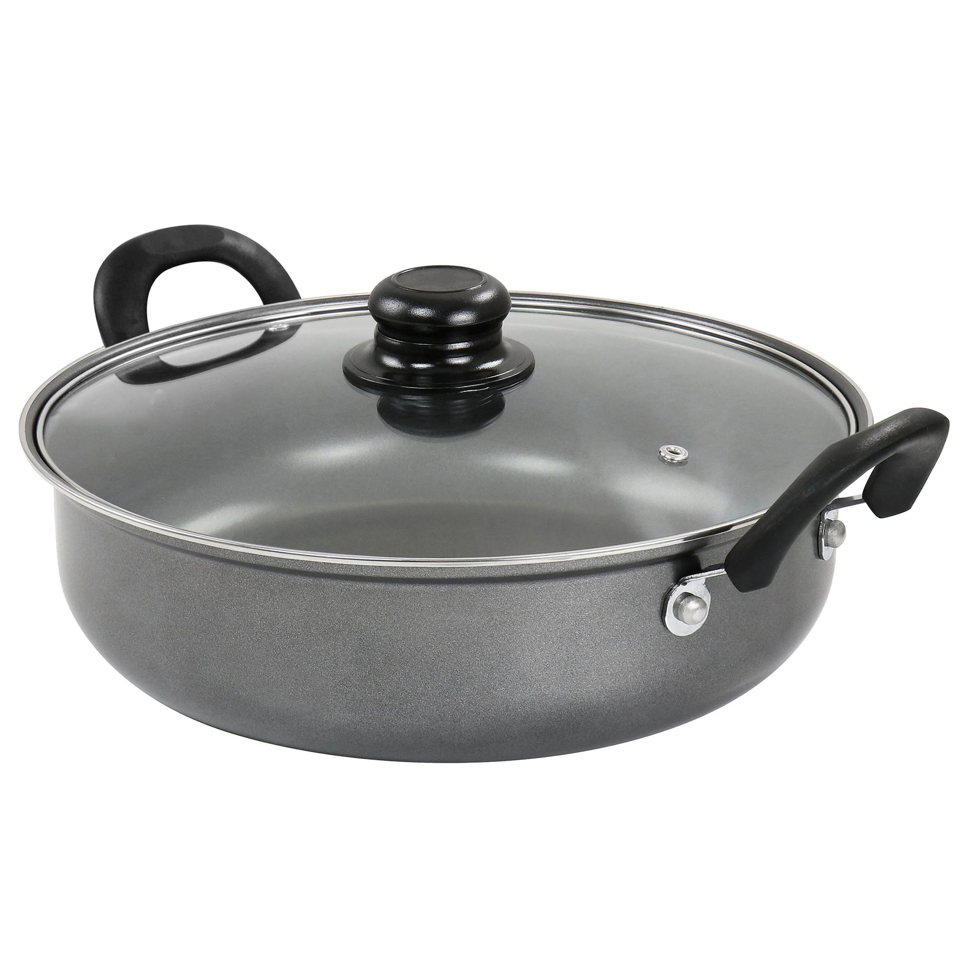 Gibson Everyday 12 Inch Highberry Nonstick All Purpose Pan with Lid in Grey W2B