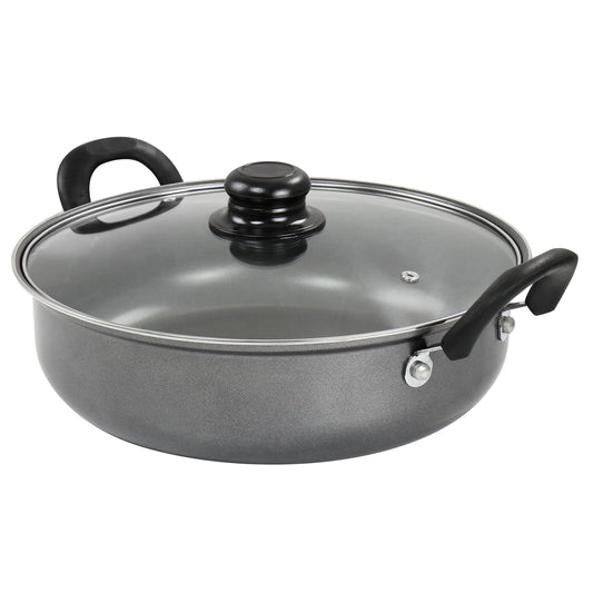 Gibson Everyday 12 Inch Highberry Nonstick All Purpose Pan with Lid in Grey W2B