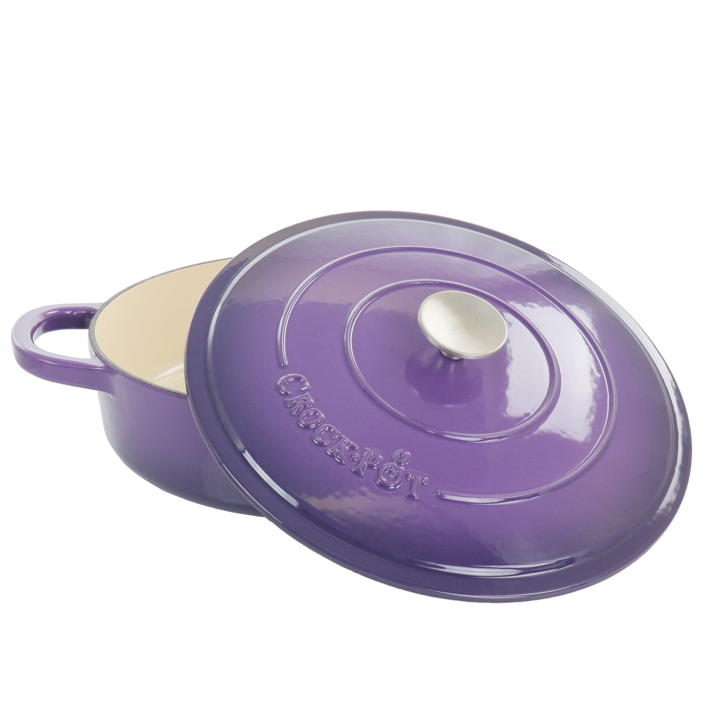 Crock-Pot Artisan 2 Piece 5 Quart Enameled Cast Iron Braiser with Lid in Lavender W2B
