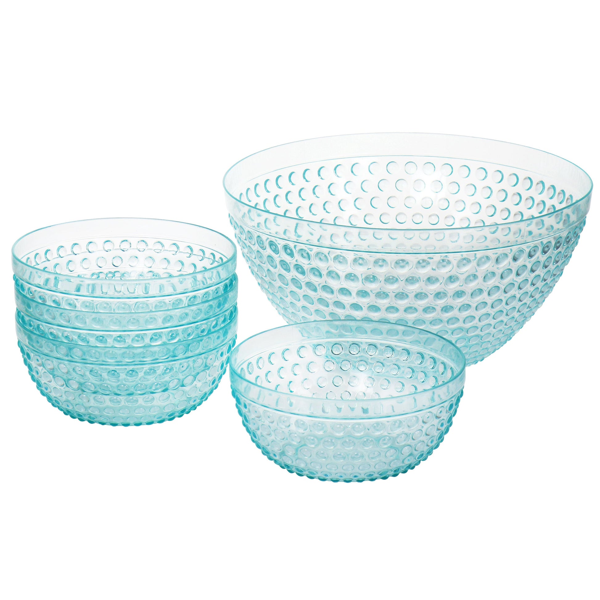 Gibson Home Plastic Bowl Set with Serving Bowl in Light Blue W2B