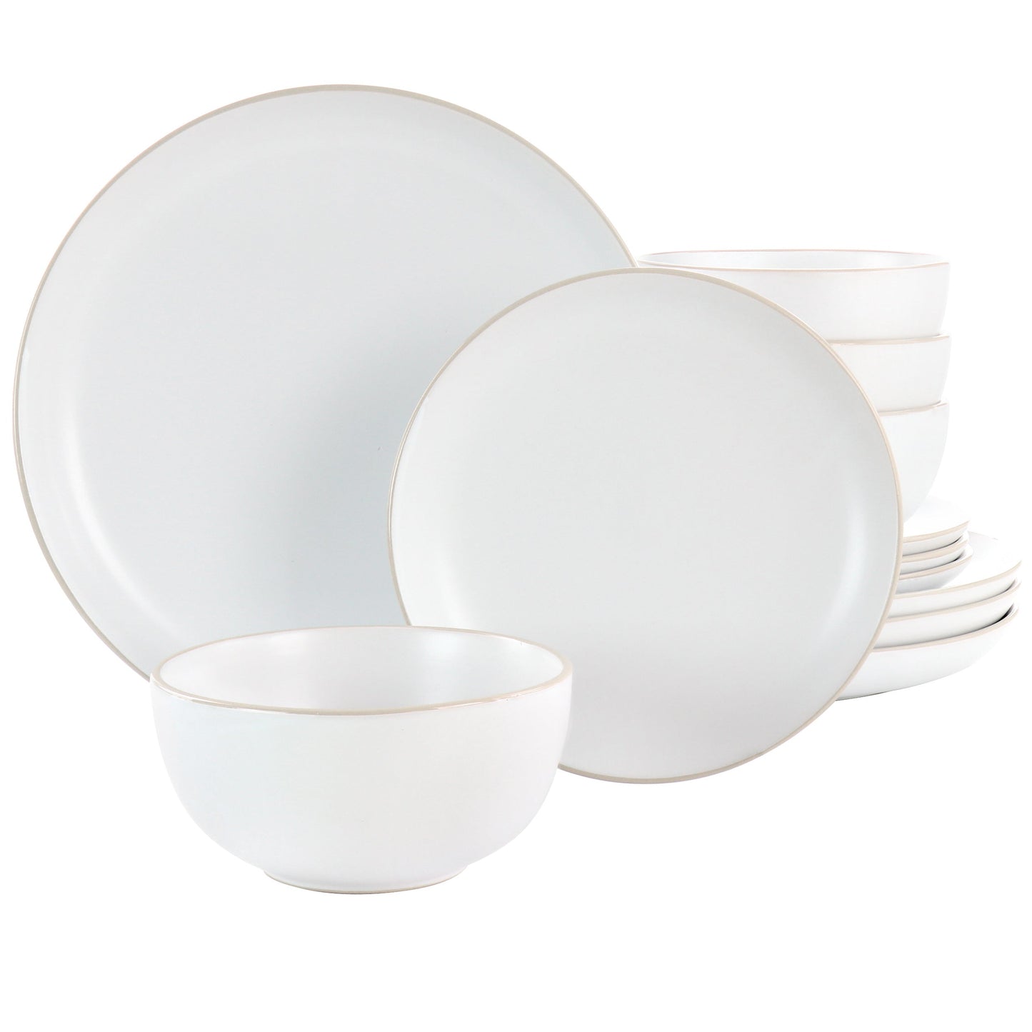 Gibson Home Rockaway 12 Piece Stoneware Dinnerware Set in White W2B