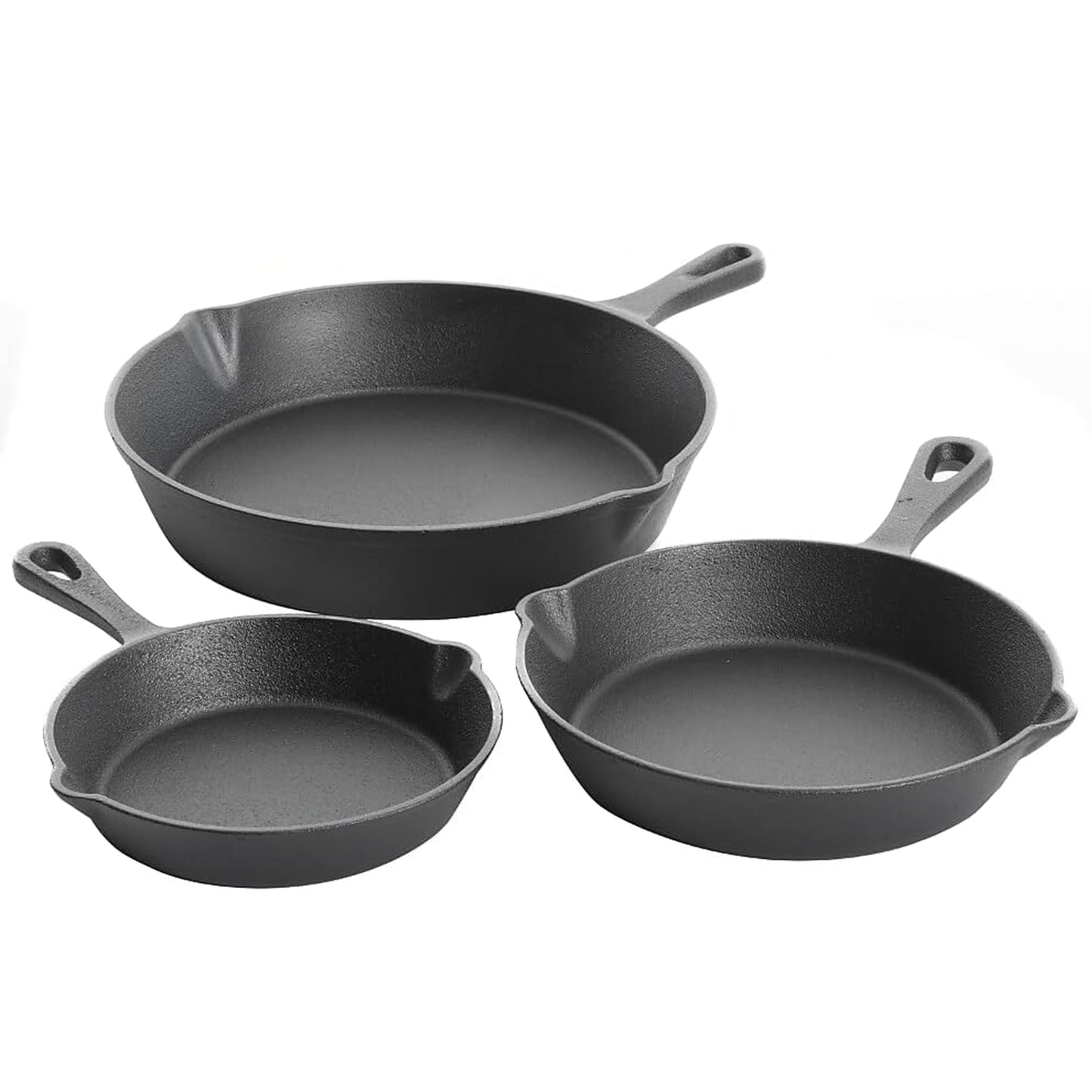 Gibson Home Brickstone 3 Piece Pre-Seasoned Cast Iron Skillet Set in Black W2B