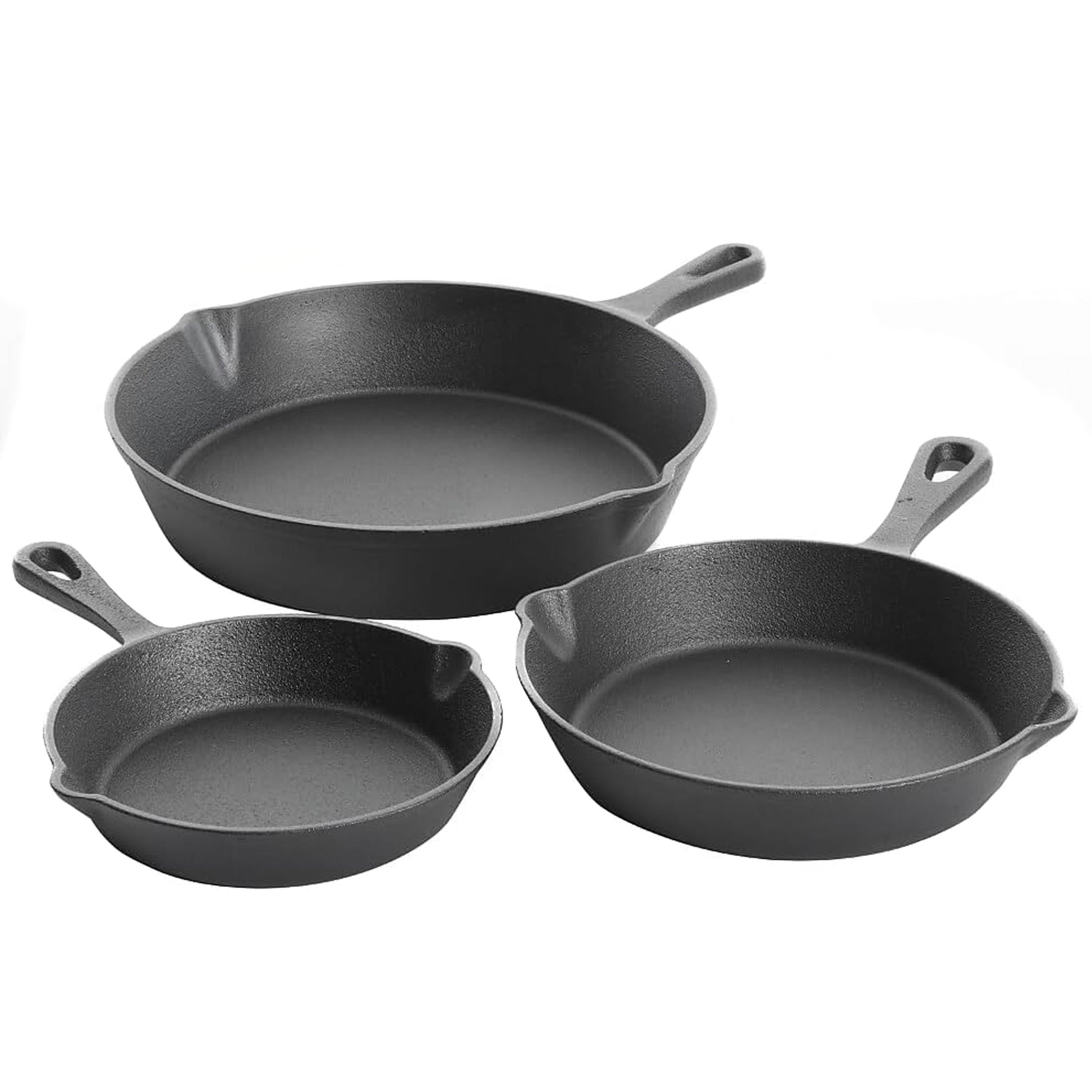 Gibson Home Brickstone 3 Piece Pre-Seasoned Cast Iron Skillet Set in Black W2B