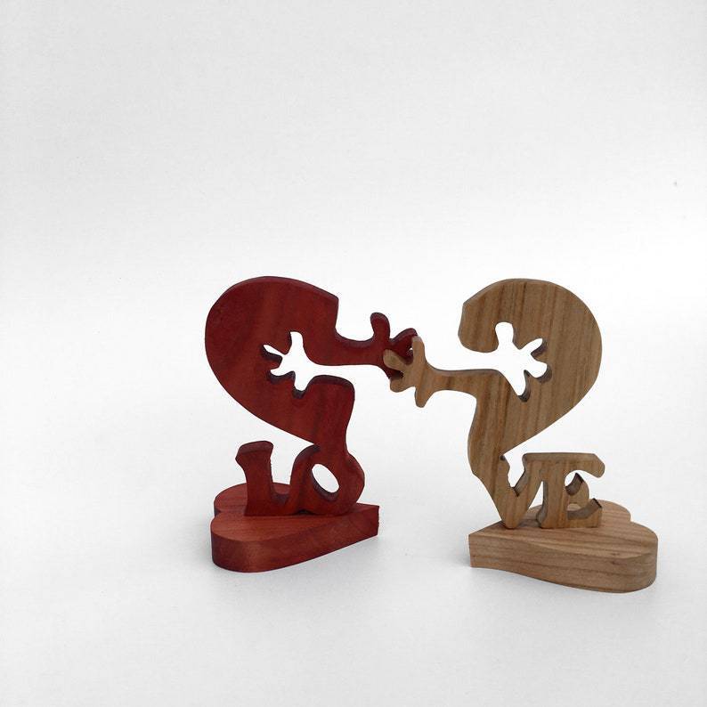Valentines Day Gift Wooden Heart Love Desktop Ornament Wooden Decoration CJD