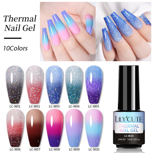 Temperature Change Glitter UV Polish Three-section Color Change LadyShow.Store