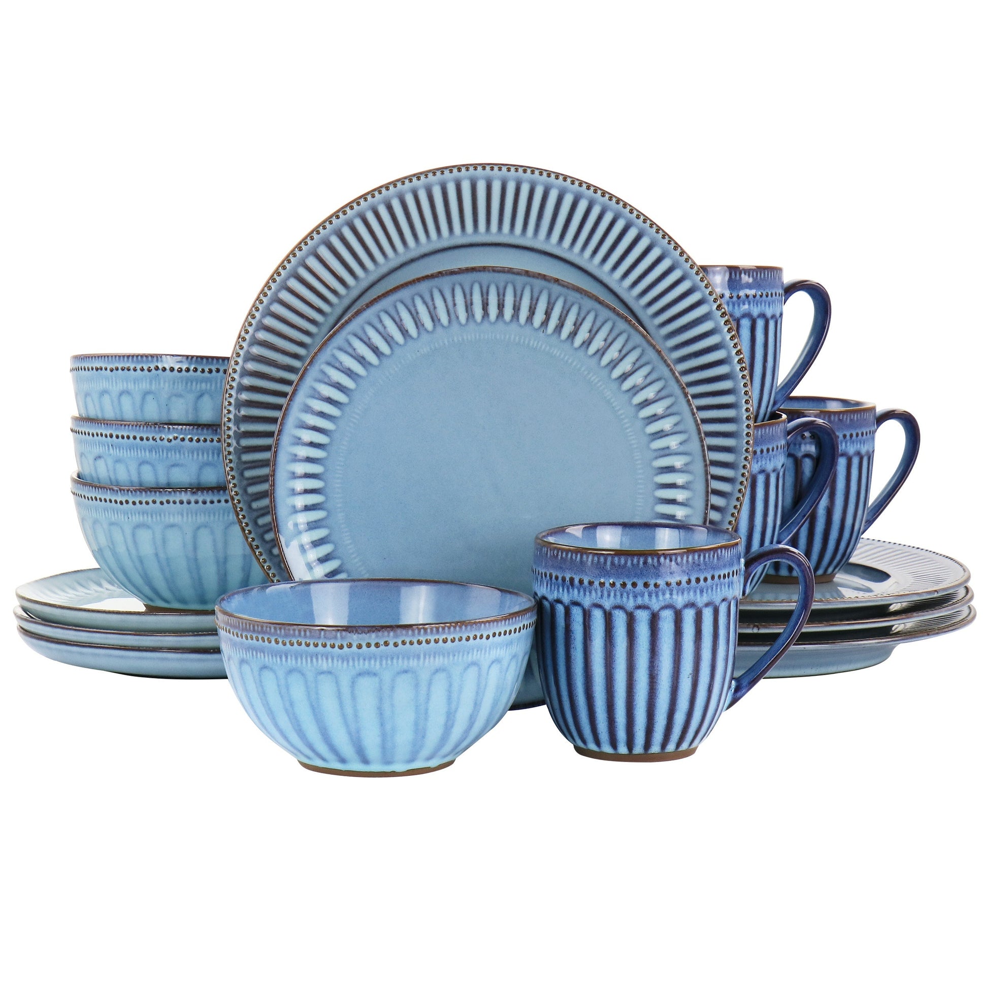 Gibson Elite Mendocino 16 Piece Stoneware Dinnerware Set in Blue W2B