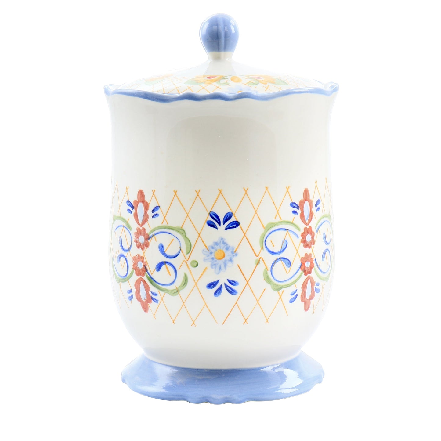 Laurie Gates California Designs Tierra 2.7 Quarts Hand Painted Stoneware Canister with Lid W2B