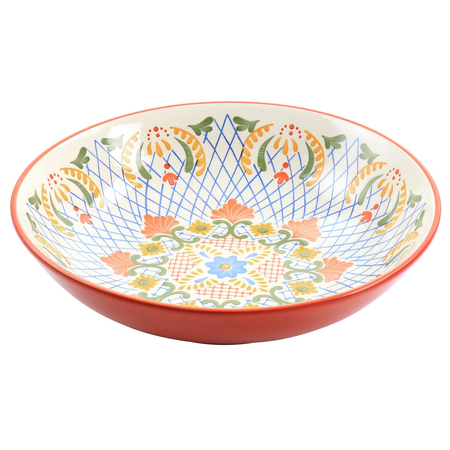 Laurie Gates California Designs Tierra 10.5 Inch Hand Painted Stoneware Pasta Bowl in Red W2B