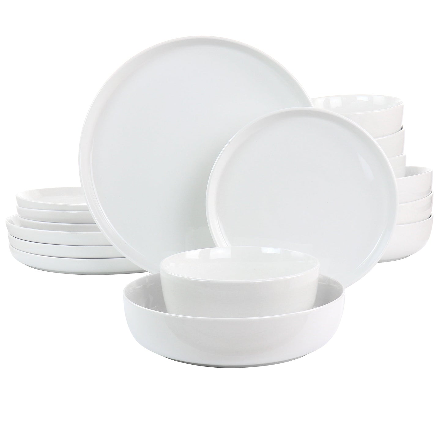Gibson Home White Deco 16 Piece Fine Ceramic Dinnerware Set in White W2B