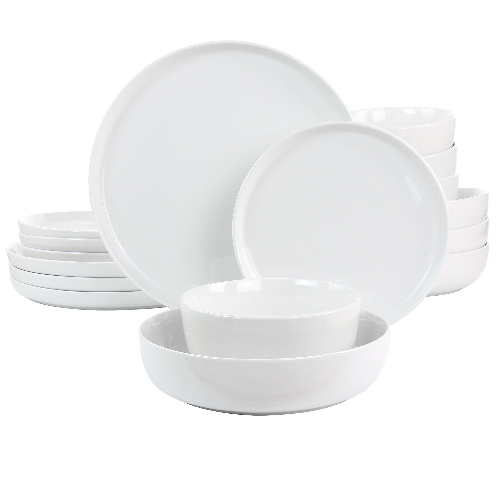 Gibson Home White Deco 16 Piece Fine Ceramic Dinnerware Set in White W2B