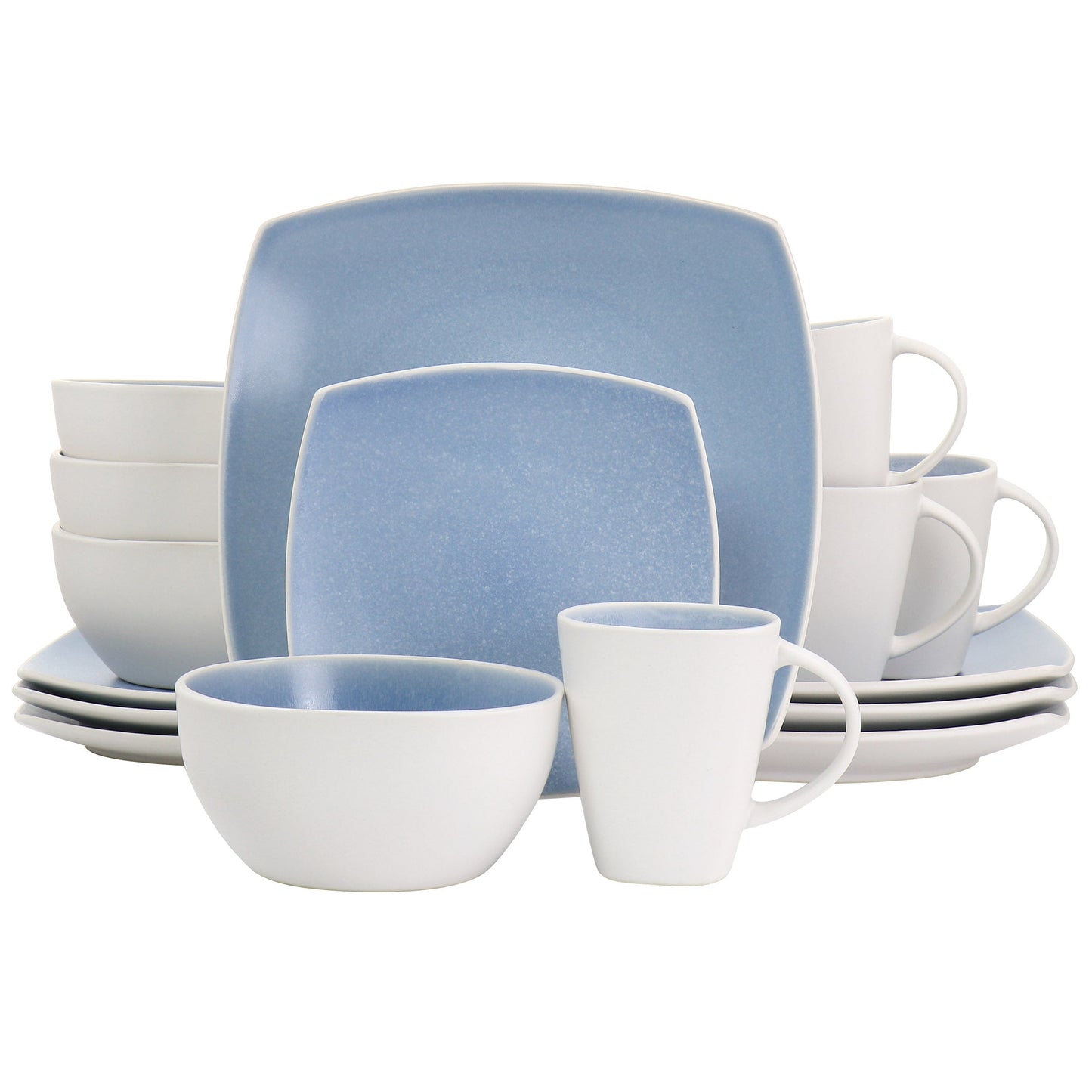 Gibson Elite 16 Piece Soho Lounge Reactive Glaze Stoneware Dinnerware Set in Light Blue W2B