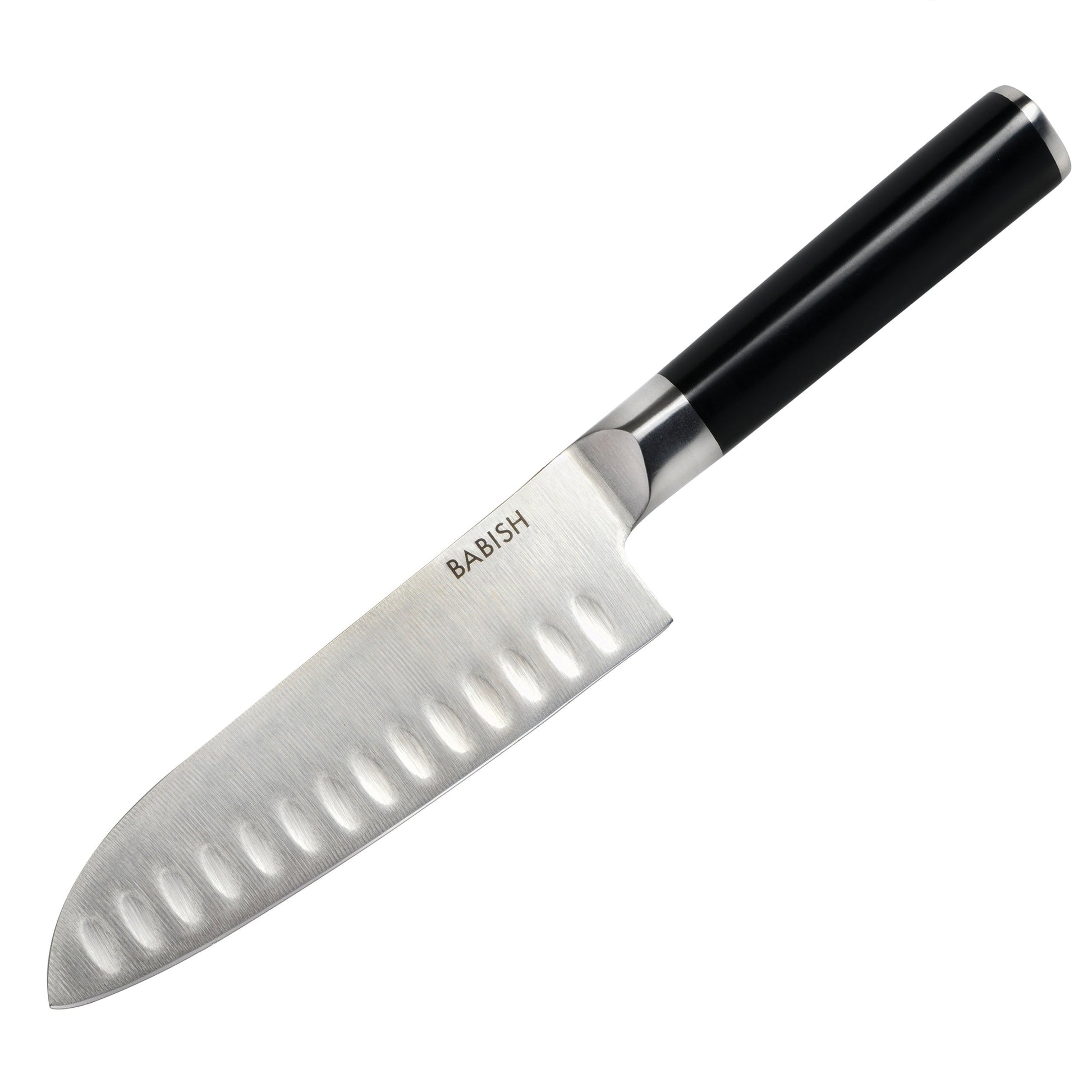 Babish 6.5 Inch High-Carbon Stainless Steel Full Tang Santoku Knife in Black W2B