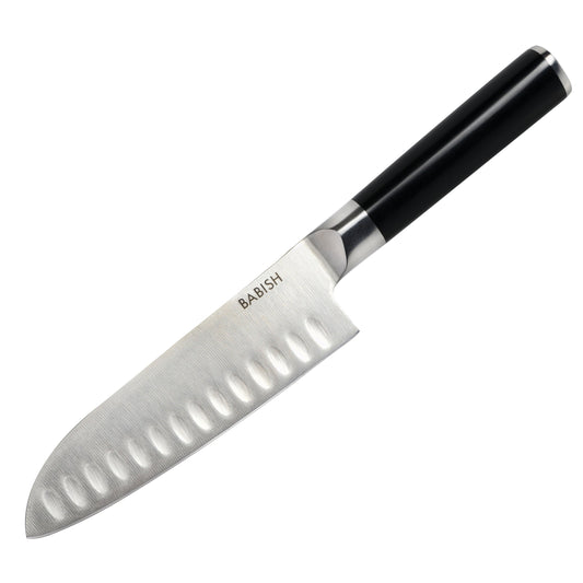 Babish 6.5 Inch High-Carbon Stainless Steel Full Tang Santoku Knife in Black W2B