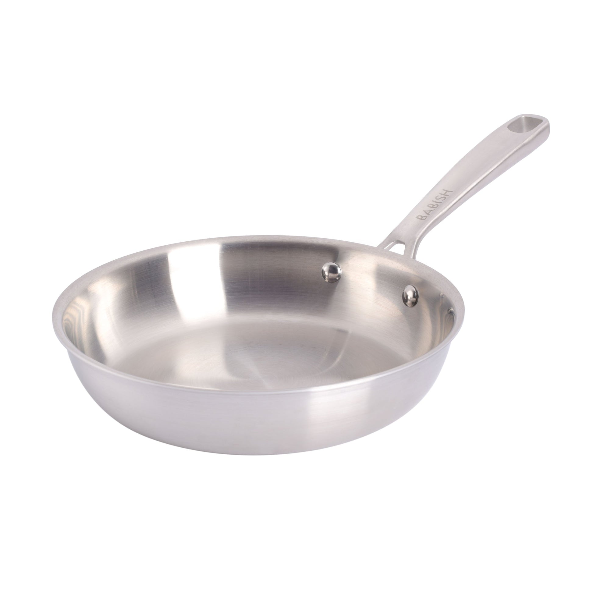 Babish 8 Inch Stainless Steel Tri-Ply Double Riveted Fry Pan in Silver W2B