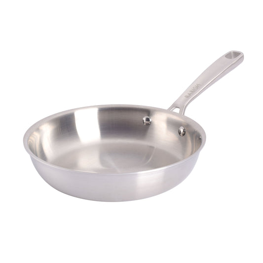 Babish 8 Inch Stainless Steel Tri-Ply Double Riveted Fry Pan in Silver W2B