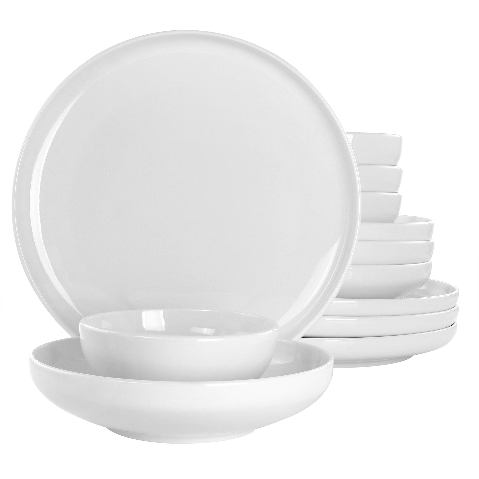 Gibson Home Oslo Peak 12 Piece Fine Ceramic Dinnerware Set in Bright White W2B