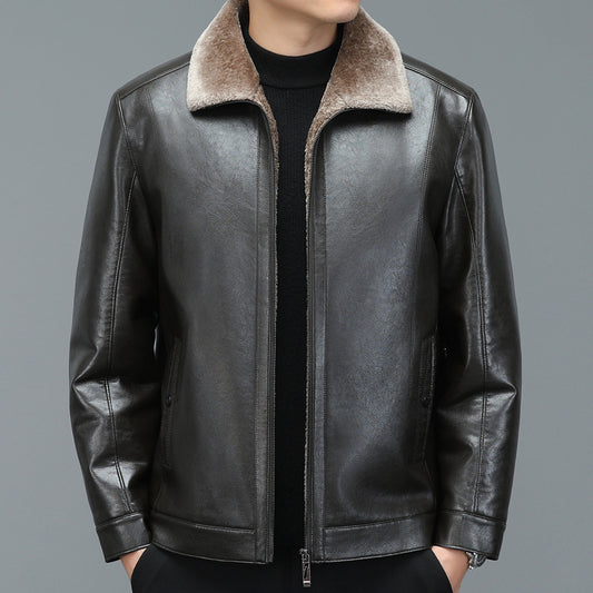 Men's Casual Loose Thick Leather Jacket