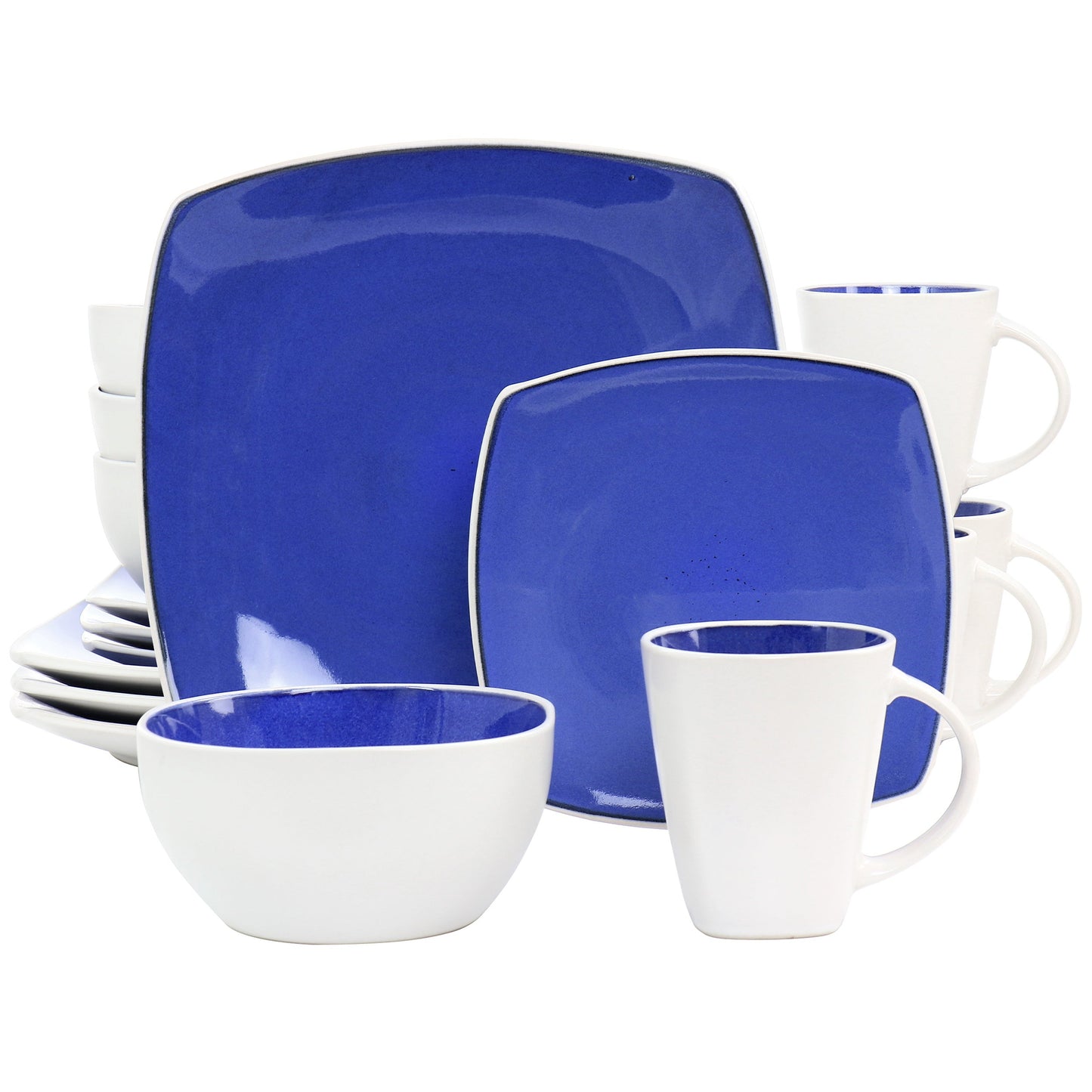 Gibson Elite Soho Lounge 16 Piece Stoneware Dinnerware Set in Cobalt W2B