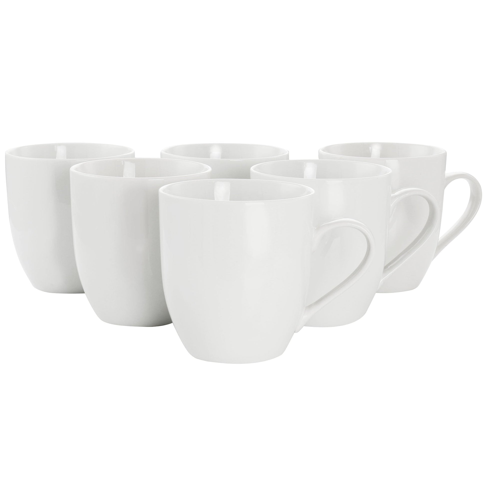 Our Table Simple White 6 Piece Fine Ceramic 16.65oz Mug Set in White W2B
