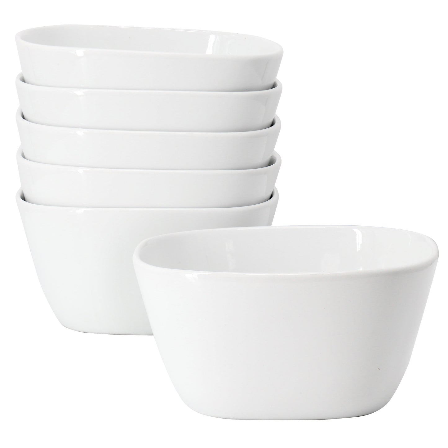 Our Table Simply White 6 Piece 6 Inch Porcelain Soft Square Cereal Bowl Set W2B