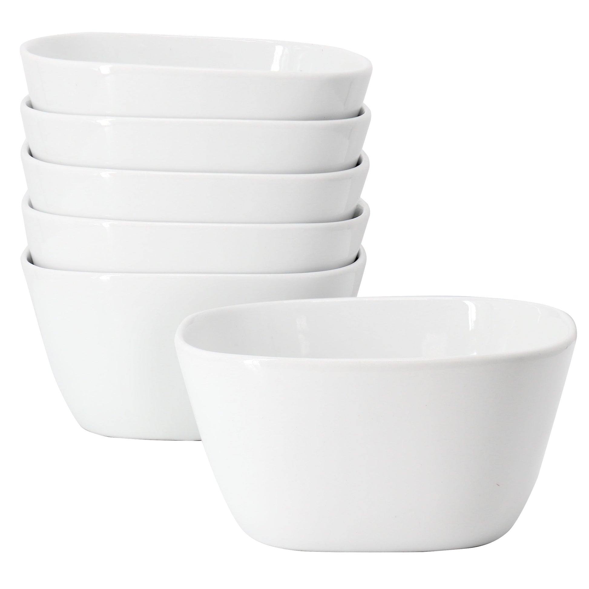 Our Table Simply White 6 Piece 6 Inch Porcelain Soft Square Cereal Bowl Set W2B