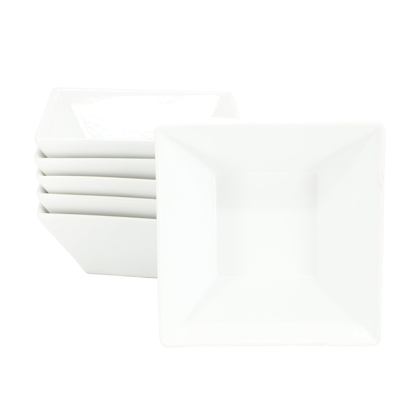 Our Table Simply White 6 Piece 26 Ounce Fine Ceramic Square Soup Bowl Set in White W2B