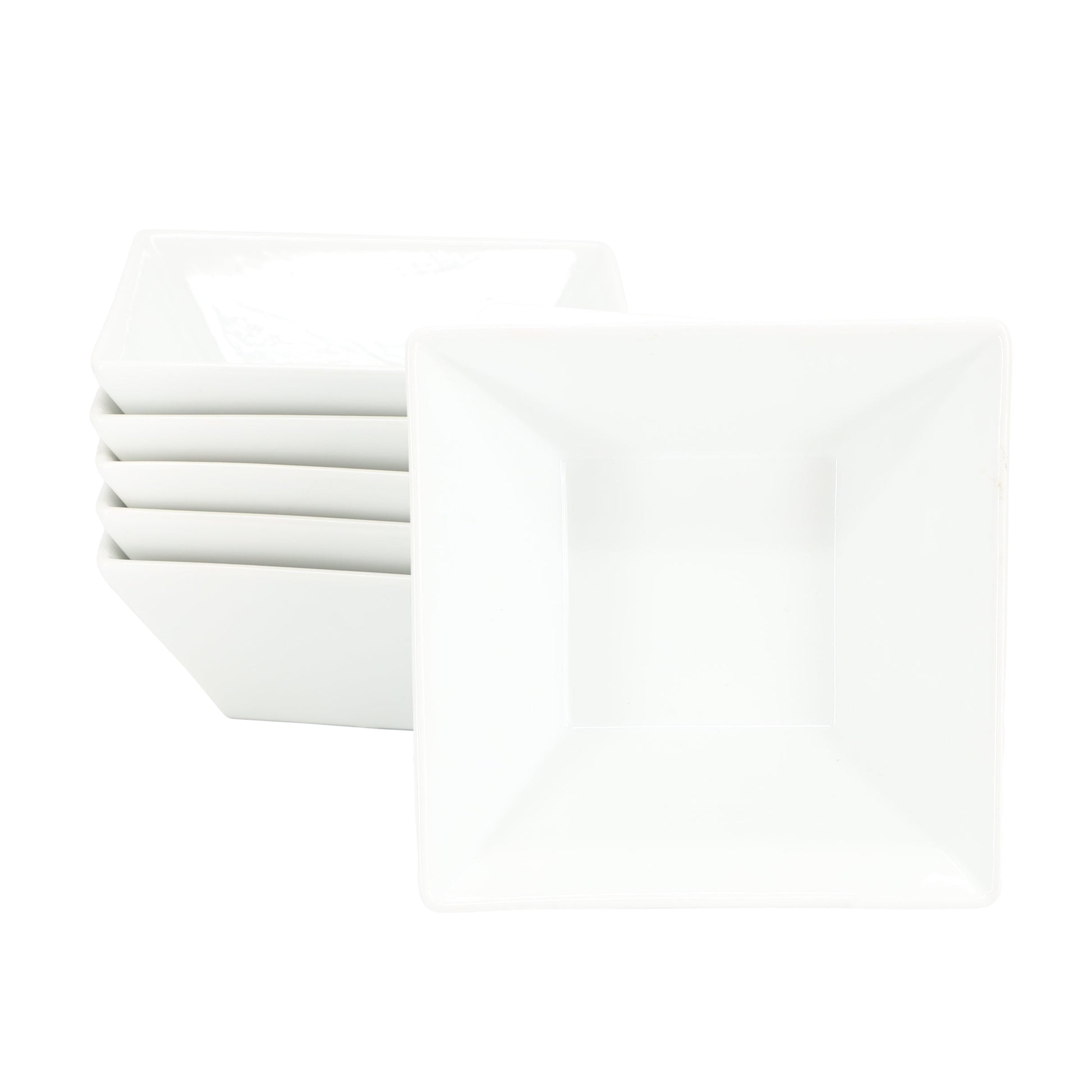 Our Table Simply White 6 Piece 26 Ounce Fine Ceramic Square Soup Bowl Set in White W2B