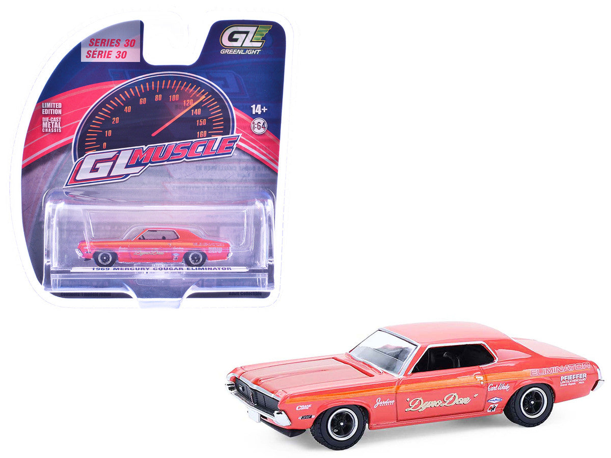 1969 Mercury Cougar Eliminator "Dyno Don" Red with Orange Stripes "GreenLight Muscle" Series 30 1/64 Diecast Model Car by Greenlight Greenlight