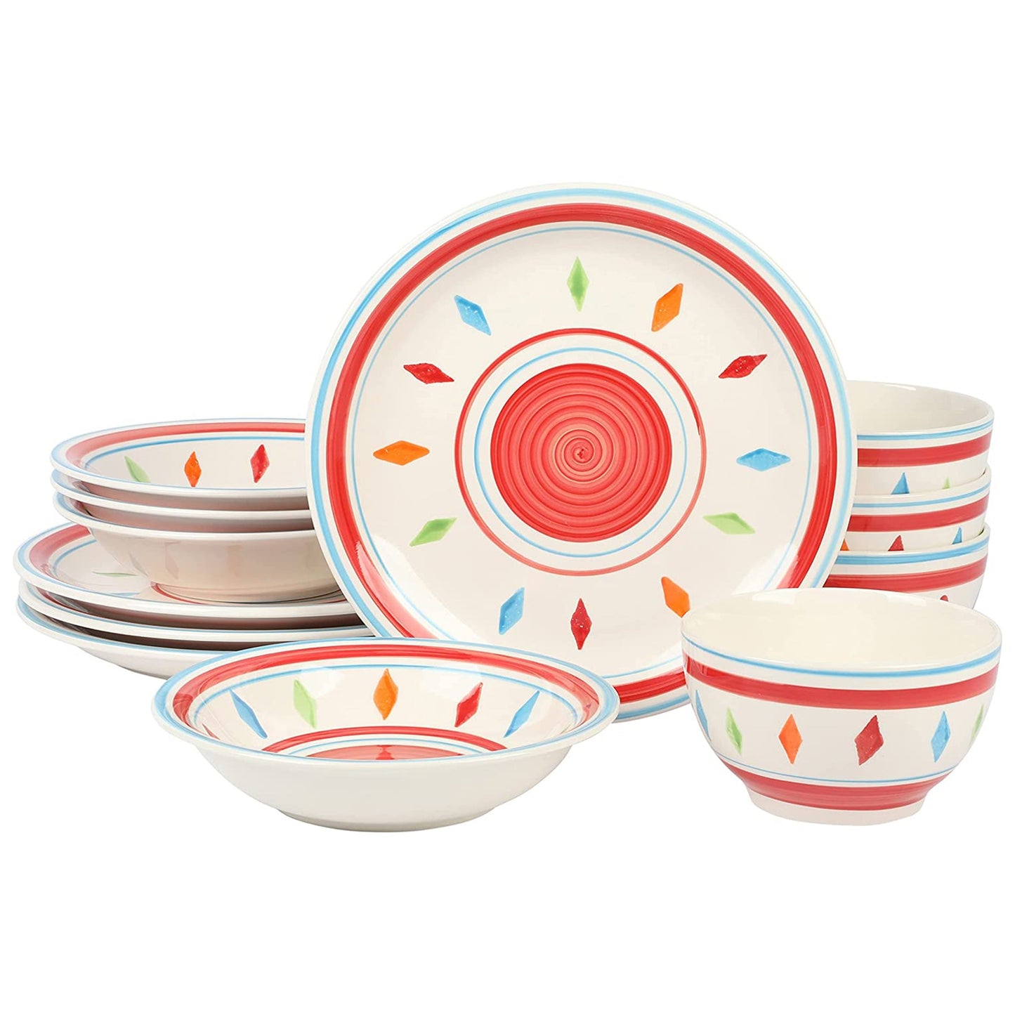 Gibson Home Heidy 12 Piece Durastone Dinnerware Set in Red W2B