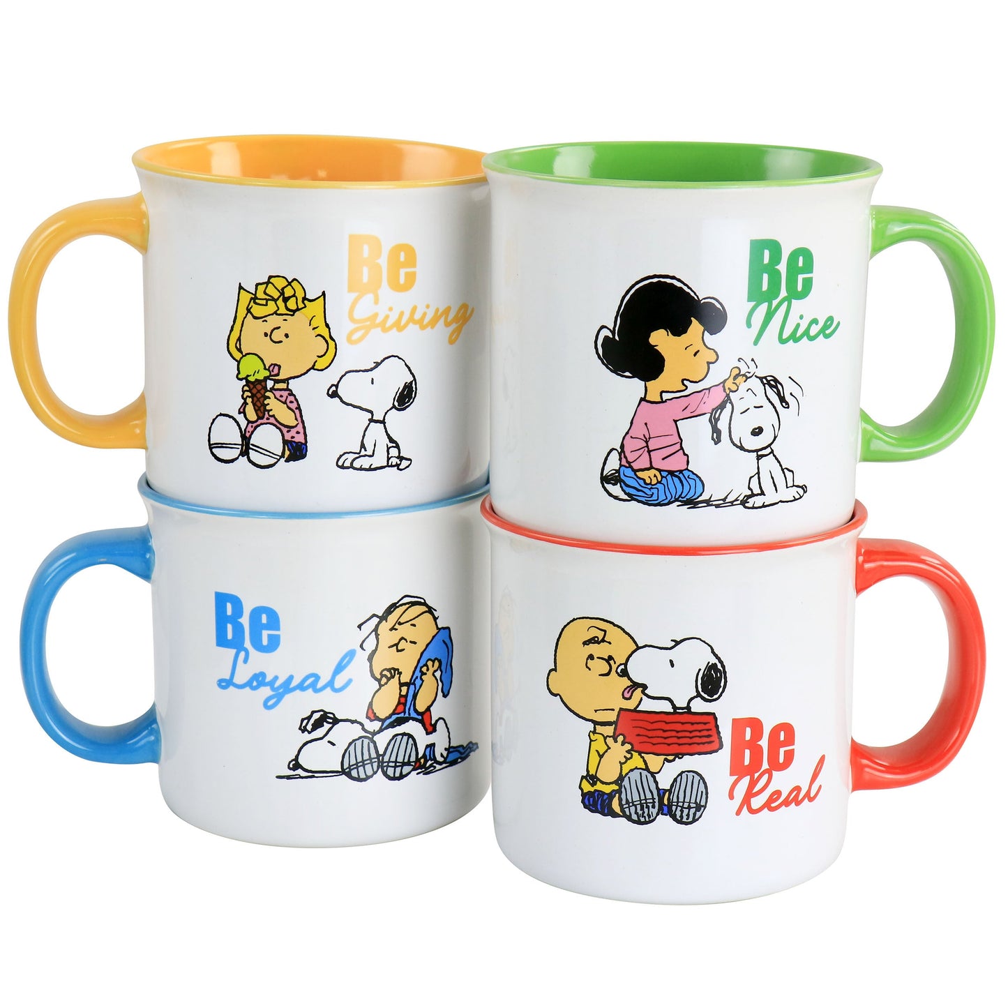 Peanuts Gentle Reminders Stoneware 4 Piece 21oz Mug Set in Assorted Designs W2B