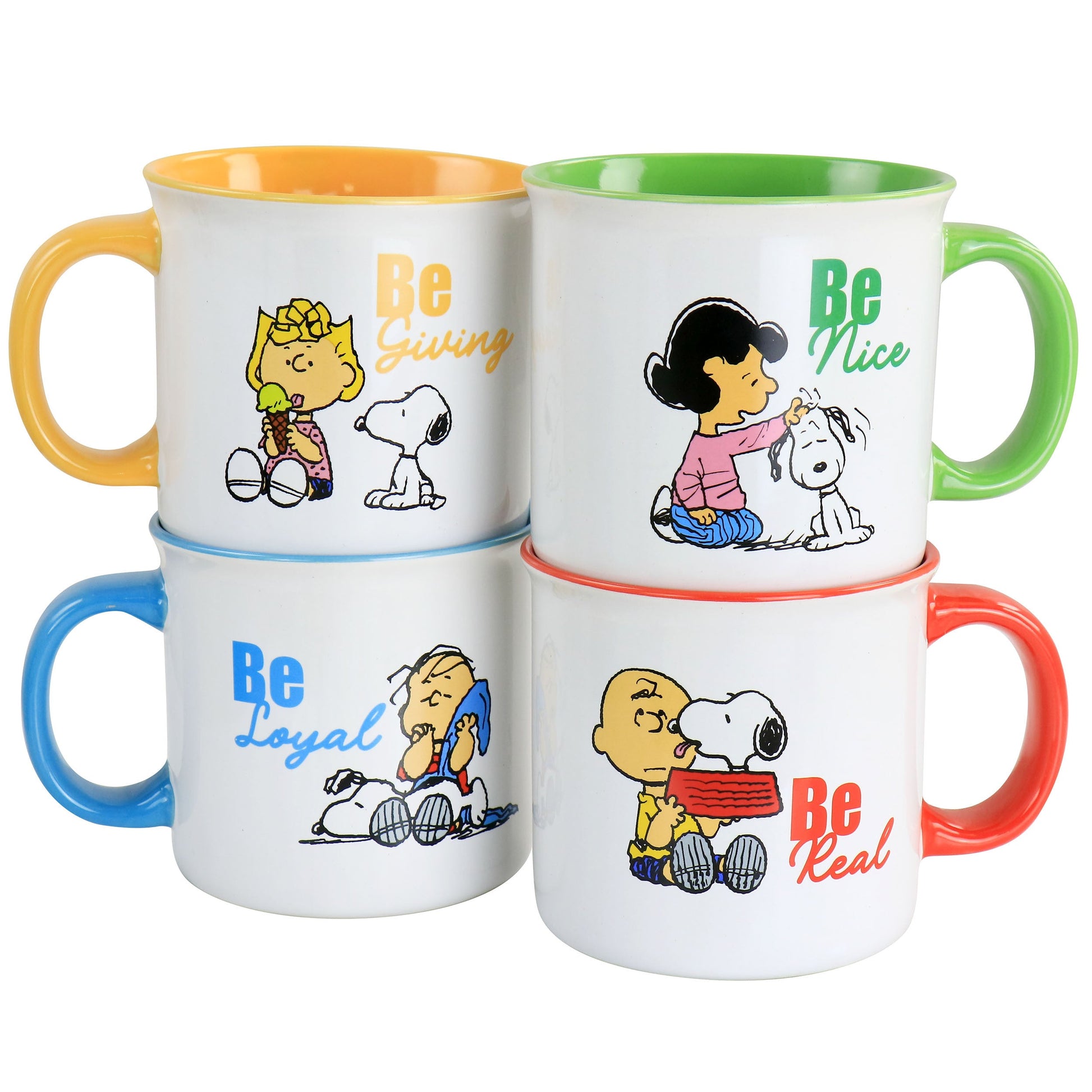 Peanuts Gentle Reminders Stoneware 4 Piece 21oz Mug Set in Assorted Designs W2B