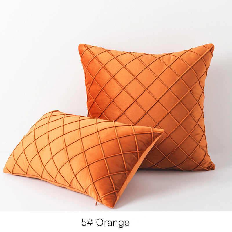 Diamond plaid velvet pillowcase