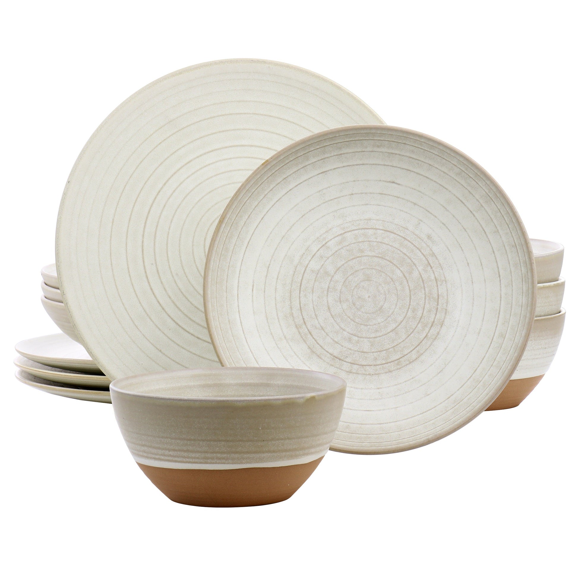 Gibson Elite 12 Piece Dreamweaver Round Earthenware Dinnerware Set in Matte White W2B
