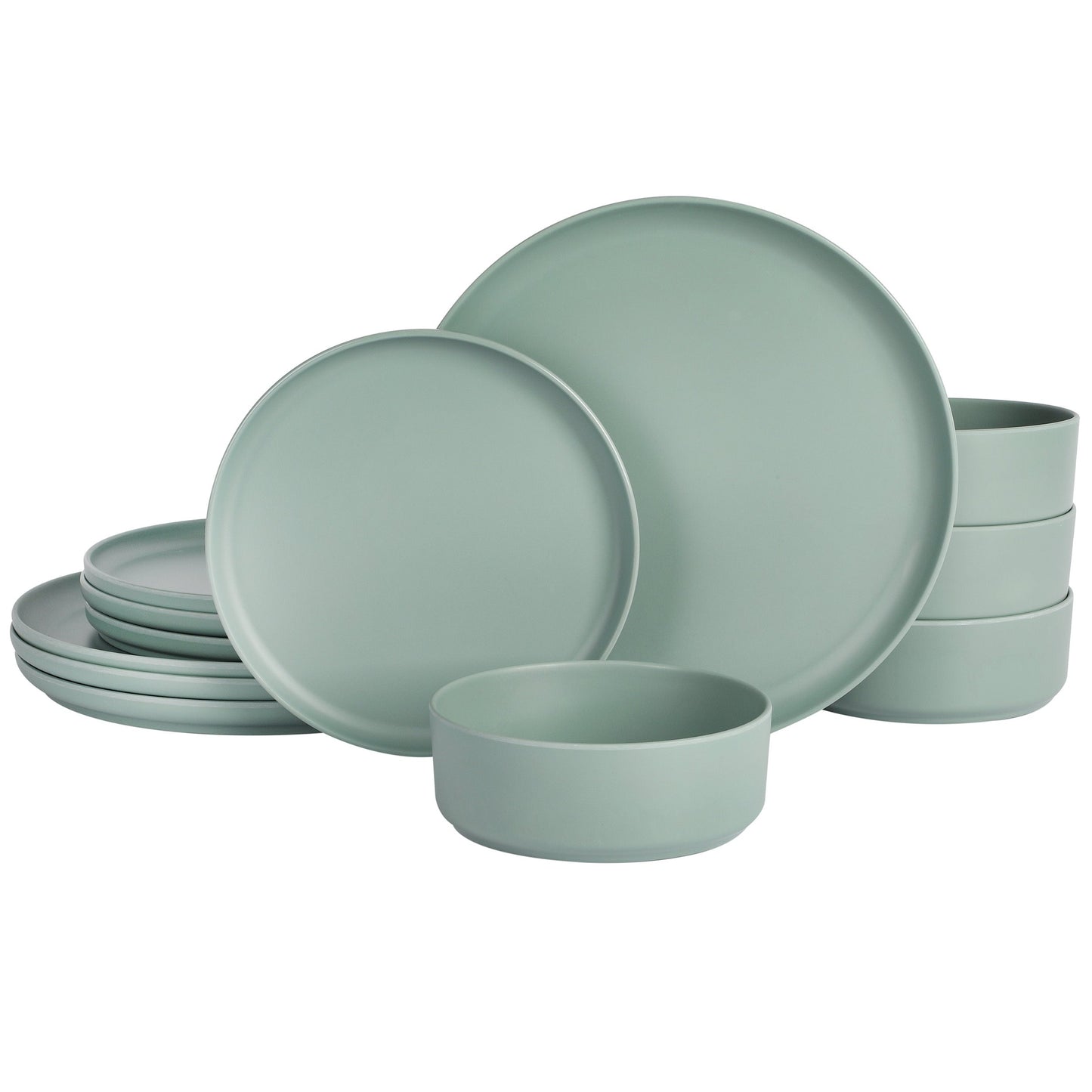 Gibson Home Canyon Crest 12 Piece Stackable Melamine Dinnerware Set in Sage W2B