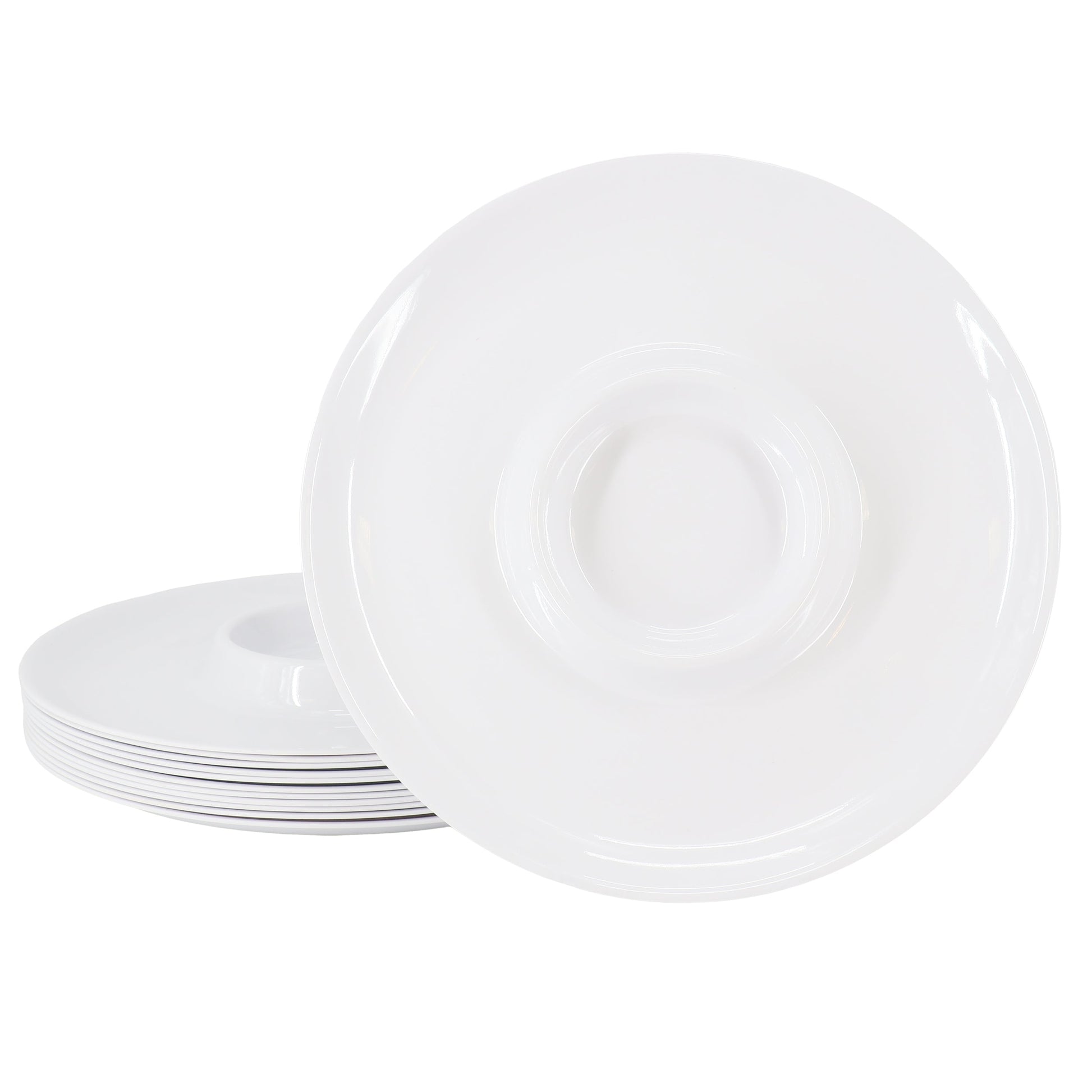 Gibson Home Grayson 12 Piece 12 Inch Round Melamine Chip and Dip Platter Set in White W2B