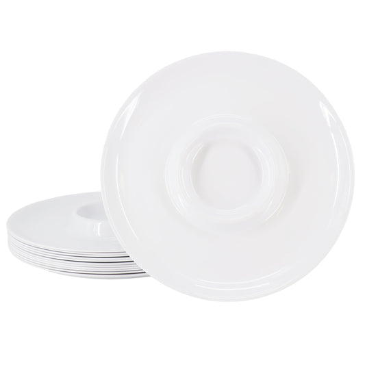 Gibson Home Grayson 12 Piece 12 Inch Round Melamine Chip and Dip Platter Set in White W2B