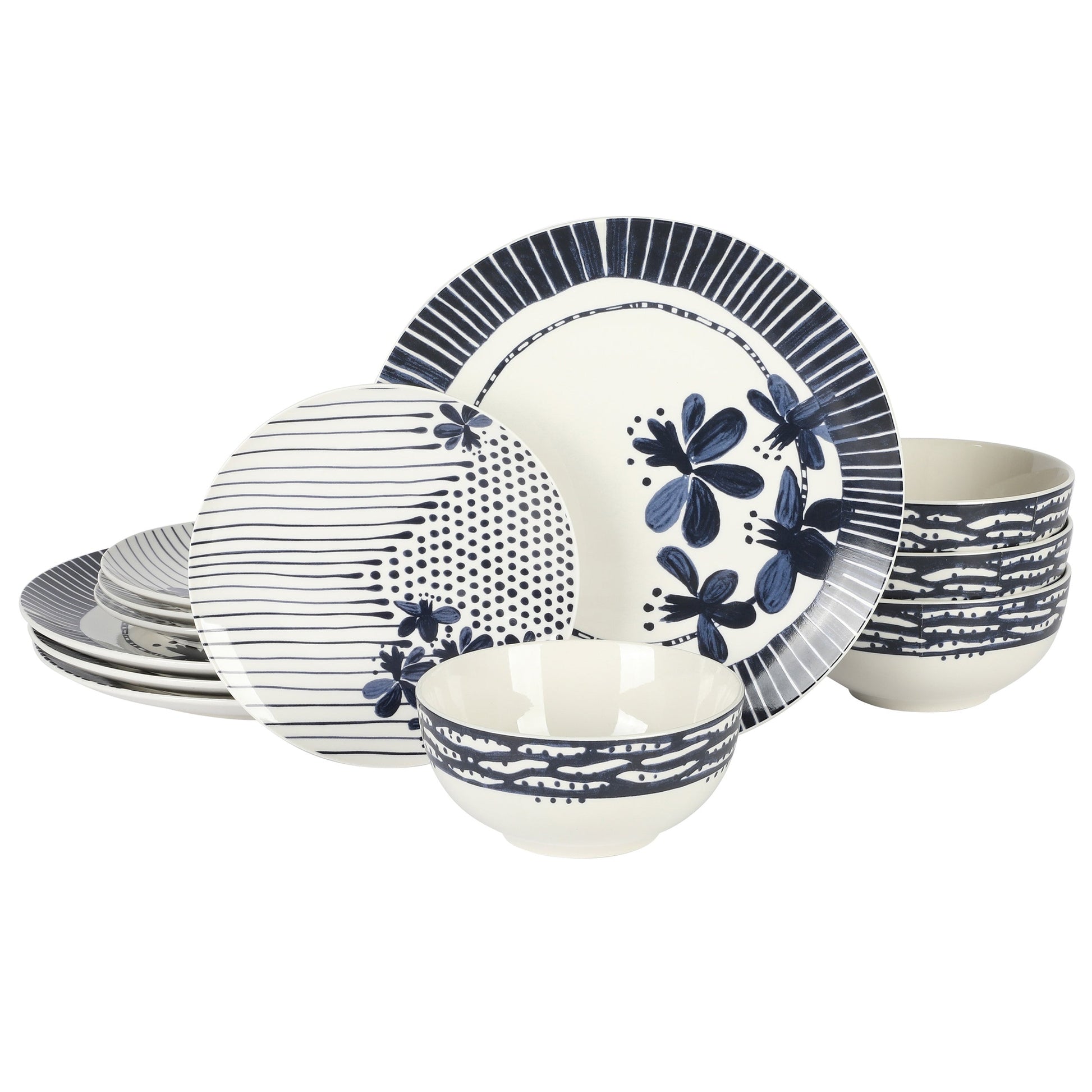 Gibson Home Eliza 12 Piece Ceramic Dinnerware Set W2B